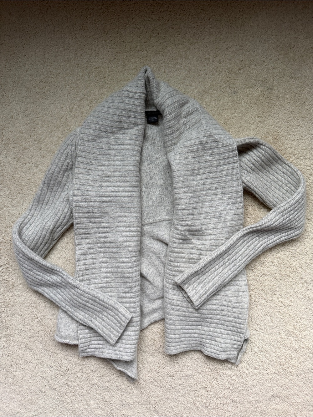 Armani Exchange Light Gray Ribbed Open-Front Cardigan